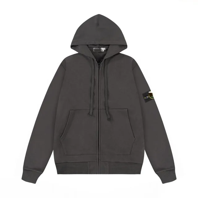 Stone Island Zip-Up Hoodie Patch Logo