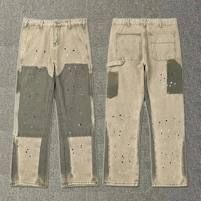 Patchwork Jeans Splatter Paint