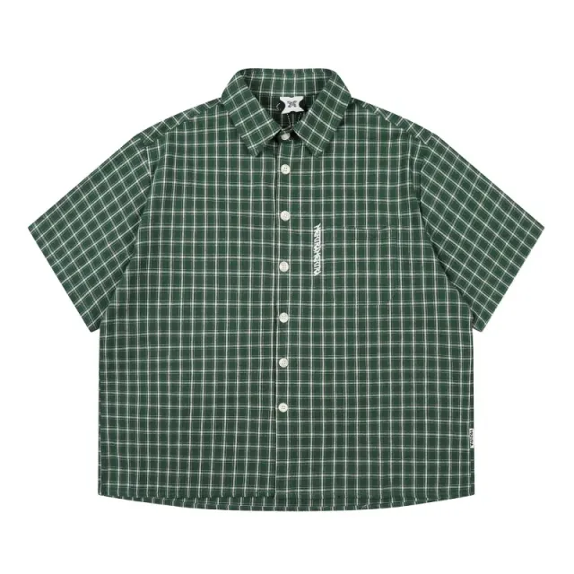 Stüssy Short-Sleeve Button-Up Shirt Green Checkered