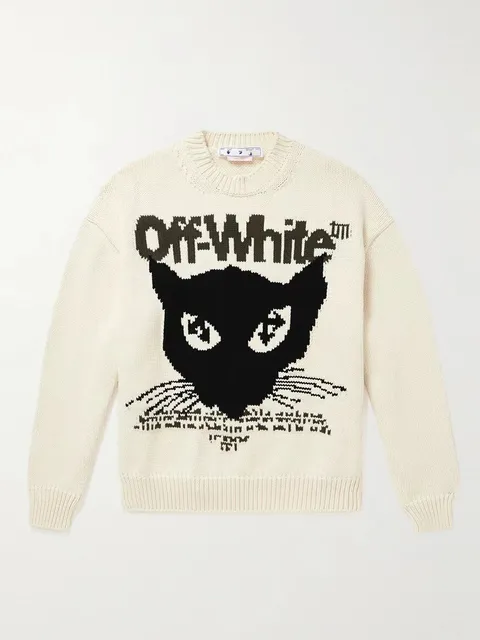 Off-White Cat Knit Sweater Black Cat Logo