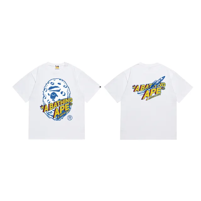 BAPE Graphic Tee Moon and Rocket Print
