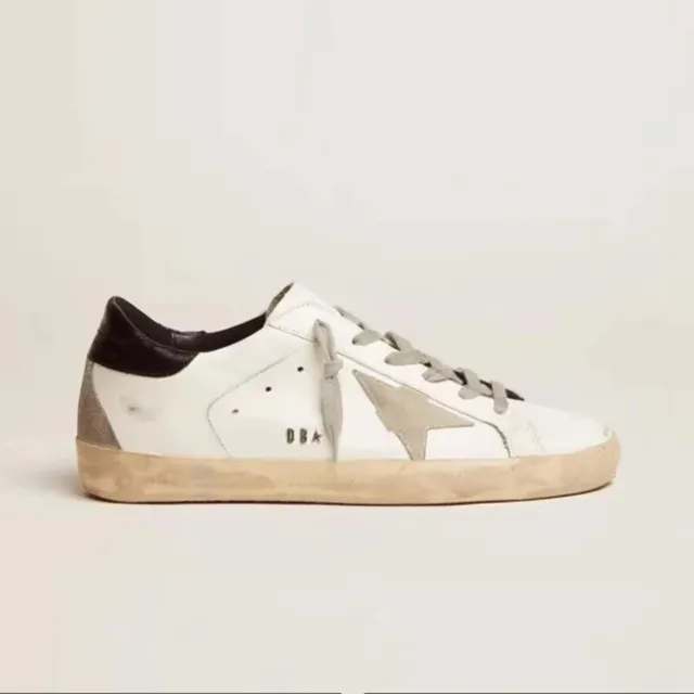 Golden Goose Superstar Distressed White with Black Heel