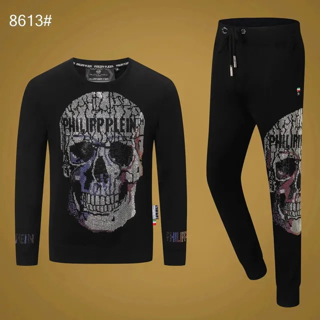 Philipp Plein Skull Sweatshirt & Joggers Set Crystal Skull Print