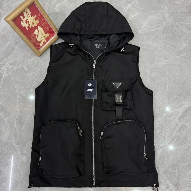 Prada Hooded Vest Nylon with Triangle Logo