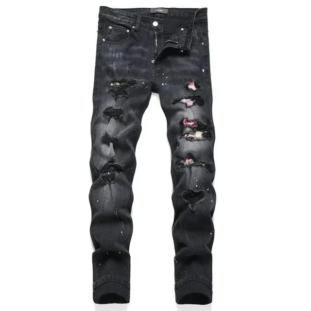 Amiri Distressed Jeans Paint-Splatter Ripped
