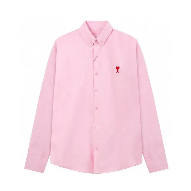 Amiri Button-Up Shirt Heart Embroidery Pink
