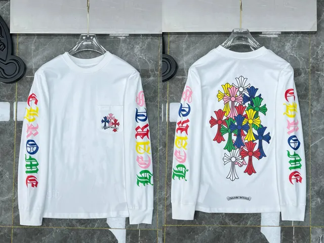Chrome Hearts Long Sleeve Pocket Tee Multicolor Cross Print