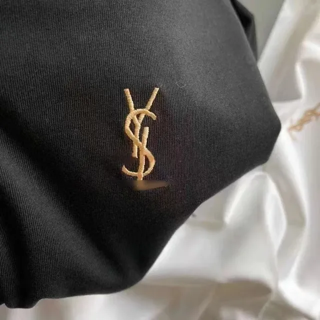 Saint Laurent Logo Tee Gold YSL Embroidery