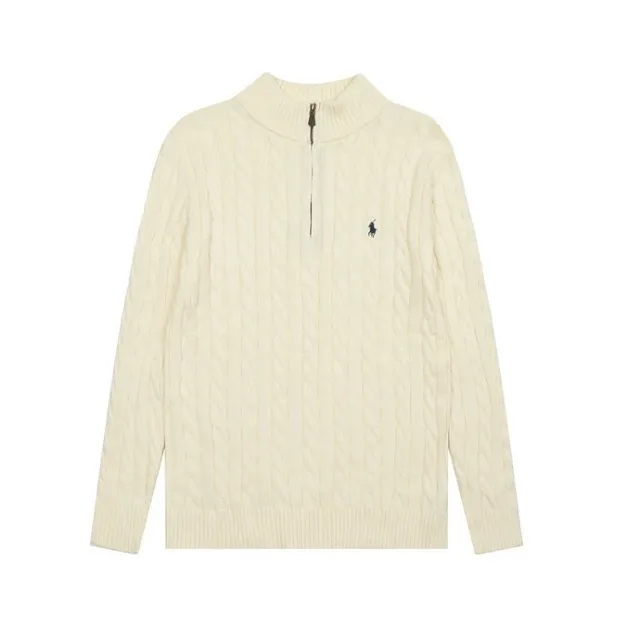 Polo Ralph Lauren Cable Knit Quarter-Zip Sweater Ivory