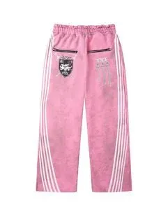 Adidas Track Pants Pink with White Stripes