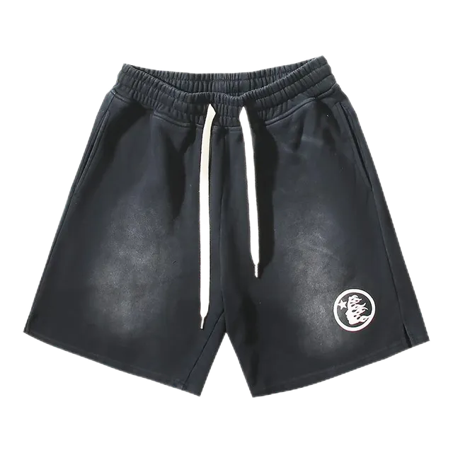 Hellstar Logo Shorts Washed Black