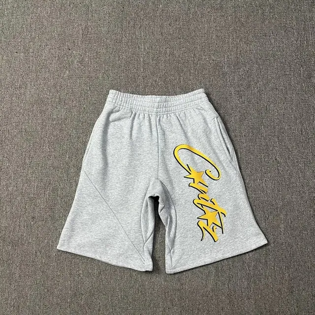 Corteiz Logo Shorts Heather Grey with Yellow Script