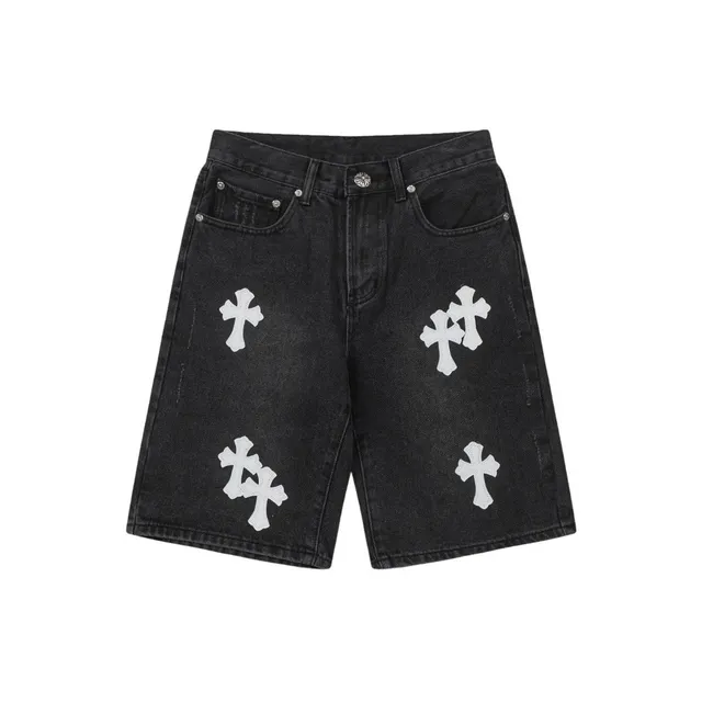 Chrome Hearts Denim Shorts Cross Logo Patch