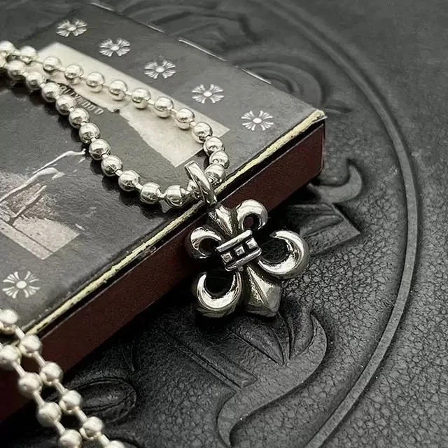 Chrome Hearts Fleur-de-Lis Pendant Ball Chain Necklace