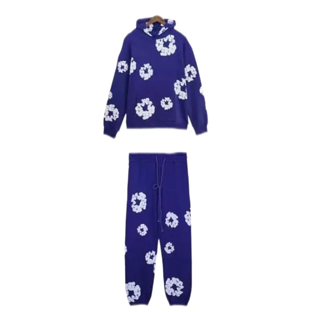 Denim Tears Floral Knit Set Purple with White Floral Print