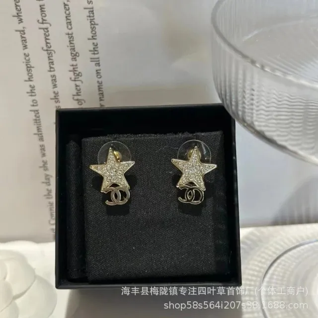 Chanel Star Earrings Crystal-Embellished