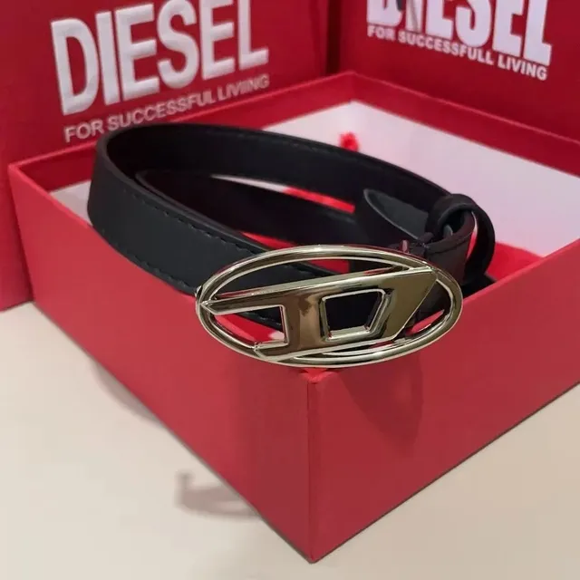 Diesel Logo Buckle Belt Oval D Logo
