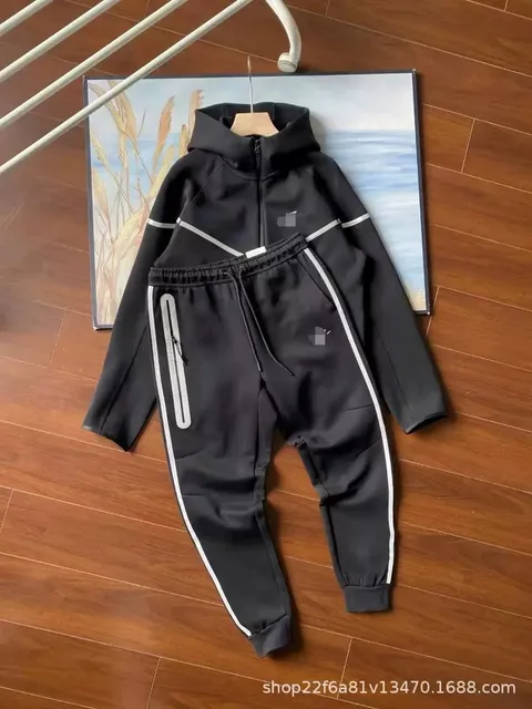 Nike Tech Fleece Hoodie and Joggers Black with Reflective Stripe