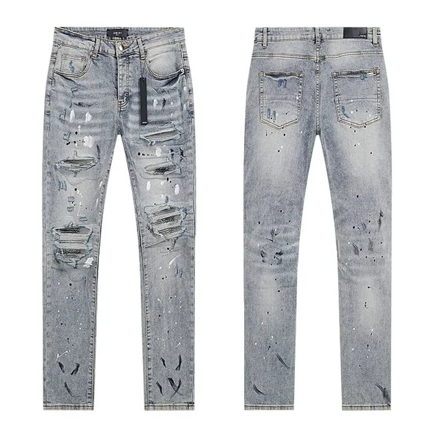 Amiri Distressed Slim Fit Jeans Paint-Splatter Ripped
