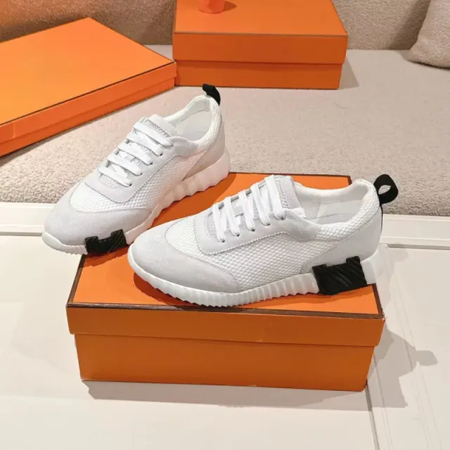 Hermès Run Away White Mesh with Black Accents