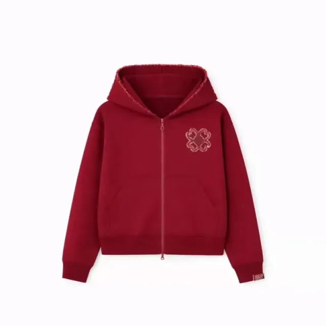 Gallery Dept. Zip-Up Hoodie Four-Leaf Clover Embroidery