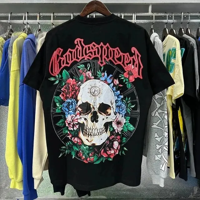 Godspeed Skull Floral Tee Floral Skull Graphic