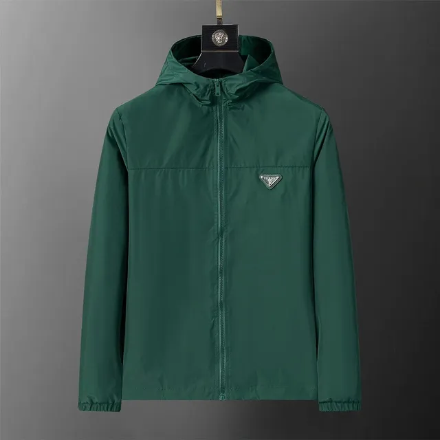 Prada Hooded Windbreaker Logo Patch