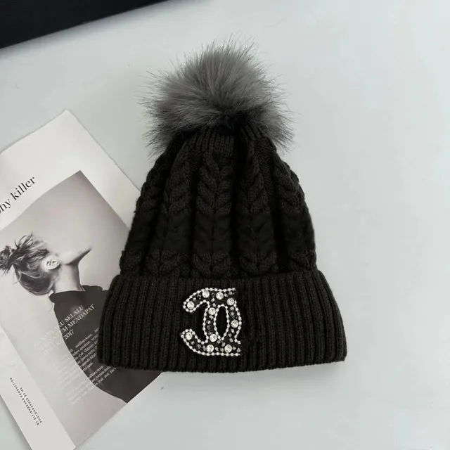Chanel Knit Beanie Crystal CC Logo