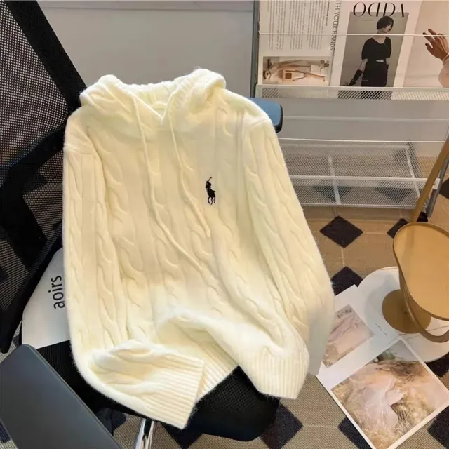 Polo Ralph Lauren Cable Knit Hooded Sweater Ivory