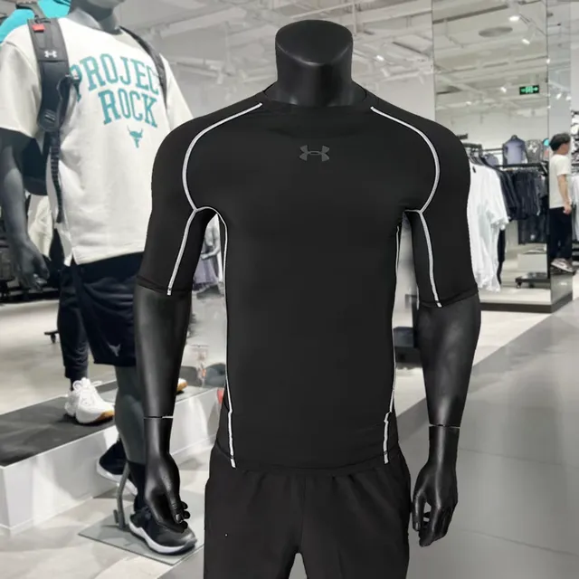 Under Armour Compression Shirt Black with White Seams