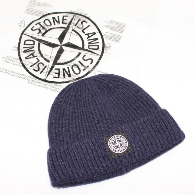 Stone Island Ribbed Beanie Compass Logo Patch