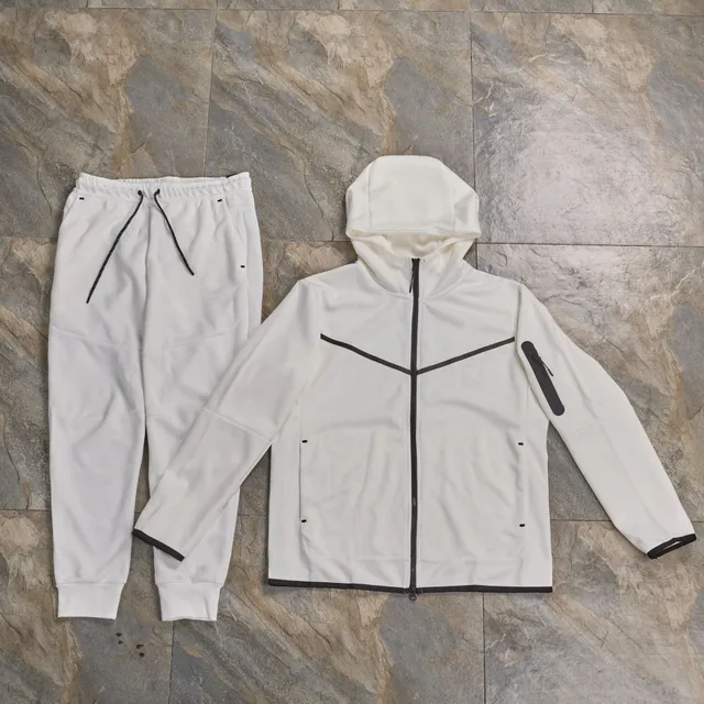 Nike Tech Fleece Hoodie and Joggers Off-White/Black Trim