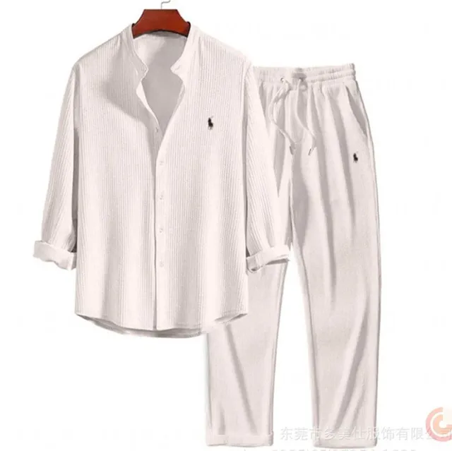 Polo Ralph Lauren Ribbed Shirt and Jogger Set Ivory Ribbed