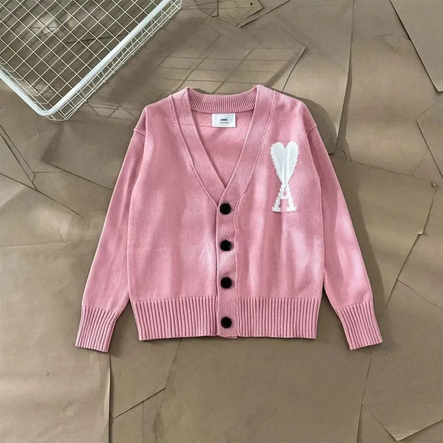 AMI Paris V-Neck Cardigan Heart Logo