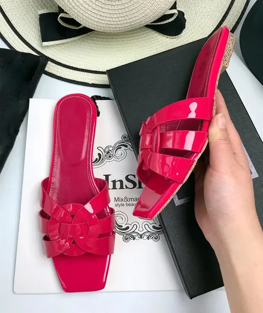 Saint Laurent Tribute Sandal Patent Bow