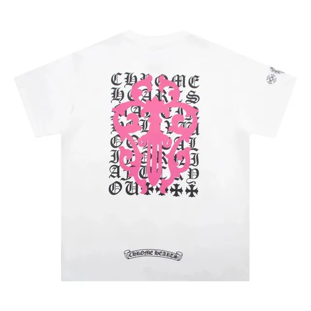 Chrome Hearts Graphic Tee Pink Cross Logo