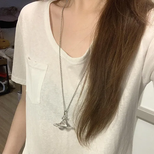 Transparent White Planet Necklace, single piece