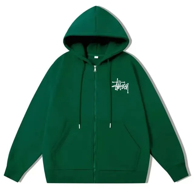 Stüssy Zip-Up Hoodie Logo Embroidered