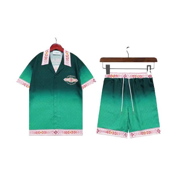 Casablanca Tennis Club Set Gradient Green with Floral Trim
