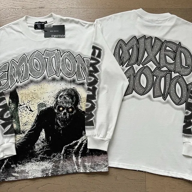 Mixed Emotion Long Sleeve Tee Zombie Graphic