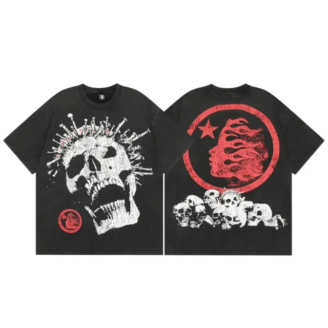 Hellstar Skull Graphic Tee Distressed Skull Print