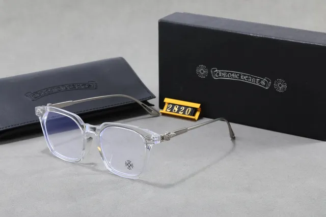 Acetate Frame Glasses Clear with Chrome Hearts Logo