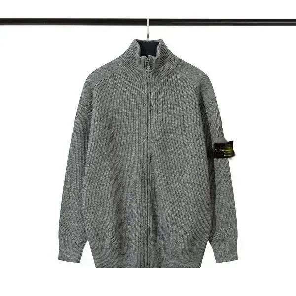 Stone Island Zip-Up Knit Sweater Ribbed