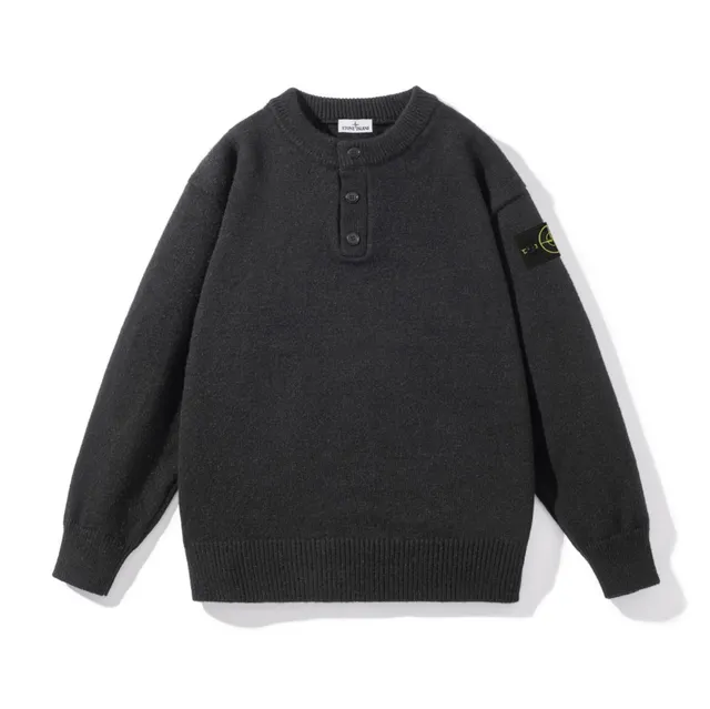 Stone Island Henley Knit Sweater Black