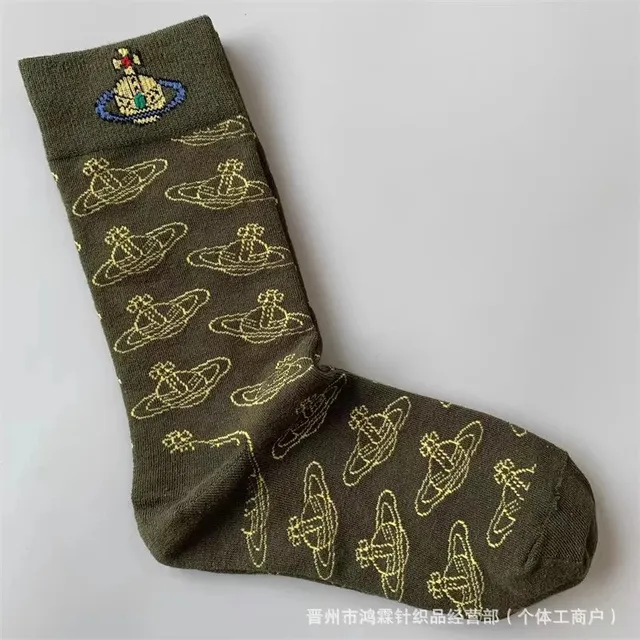 Vivienne Westwood Orb Socks Olive with Gold Orb Print