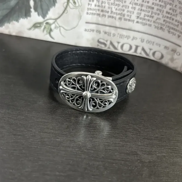 Chrome Hearts Cross Buckle Wrap Bracelet Ornate Cross Motif