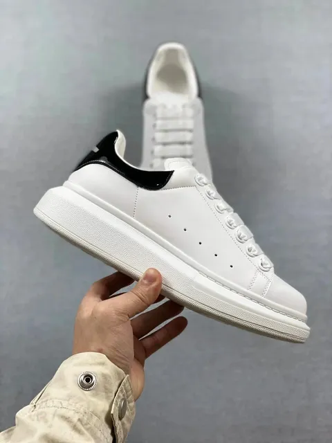 Alexander McQueen Oversized Sneaker White with Black Patent Heel