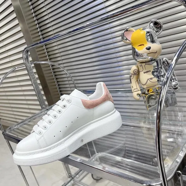 Alexander McQueen Oversized Sneaker White with Pink Suede Heel Tab