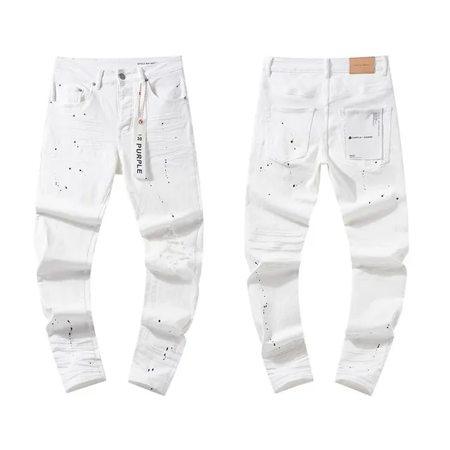 Purple Brand Paint Splatter Jeans Distressed White