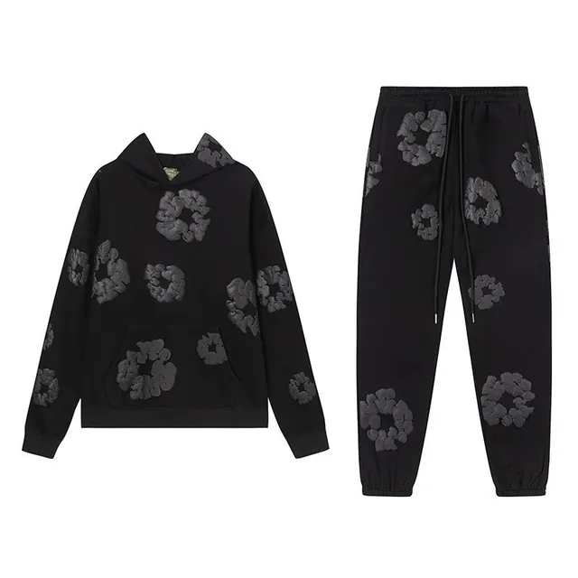 Balenciaga Floral Hoodie and Joggers Set Embroidered Floral Print